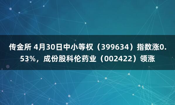传金所 4月30日中小等权（399634）指数涨0.53%，成份股科伦药业（002422）领涨